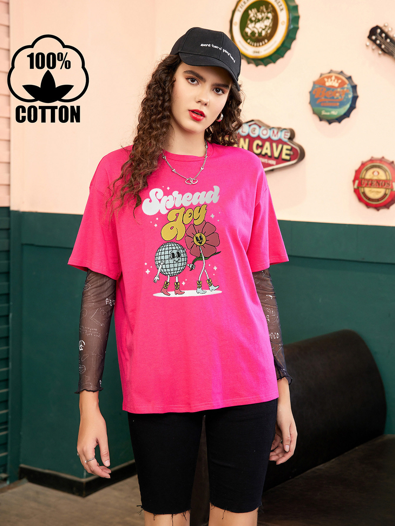 Cotton Printed Short Sleeve T Shirt Womens Casual Wear Comfortable Fit for Summer Ready to Ship