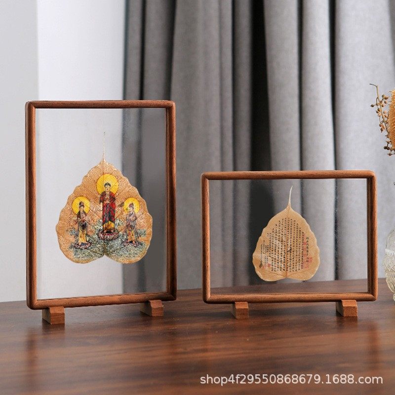Solid Wood Double-Sided Transparent Photo Frame Decorative Embossed Specimen Frame Solid Wood Photo Acrylic Wall-Mounting Photo Frame