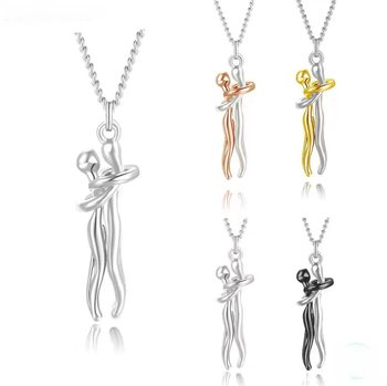 Cross-Border Hot-Selling S925 Sterling Silver Couple Embracing Love Pendant Necklace Fashion Stylish Exquisite Clavicle Chain for Women