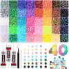 Amazon's Popular 40/28/24 Grids Ab Colorful Flats Jelly Resin Diamond Boxed DIY Nail Art Clothing Mobile Phone