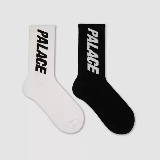 European and American Trendyy Brand Pa Black and White Letter Logo Mid-Calf Socks Trendyy Street Skateboard Sports Socks for Men and Women 100% Cotton