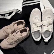 Retro Genuine Leather Velcro Moral Training Shoes for Women 2025 New Versatile One-Line Casual Sports Shoes Ballet Sneakers