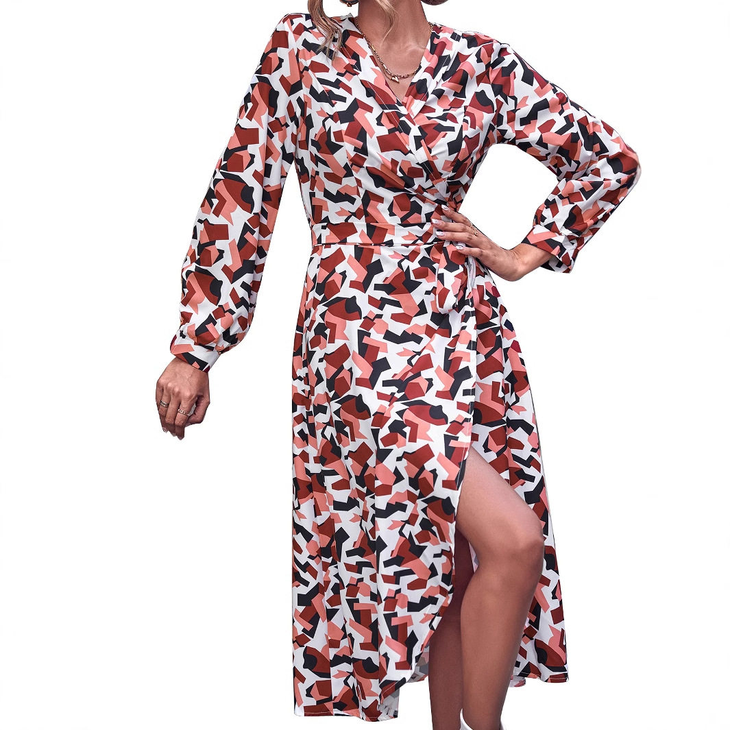 Fashionable Floral Print Tie Front Dress Womens Casual Style Perfect for Summer Events Wholesale Available
