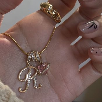 Dopamine Girl Cross-Border Independent Station Tk Popular 26 Letter Necklace Stainless Steel Chain 22K Real Gold Plated