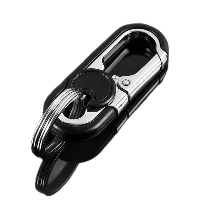 Internet Celebrity New Fashion Men's Business Car Keychain High-End Metal Waist Keychain Double Ring Wholesale