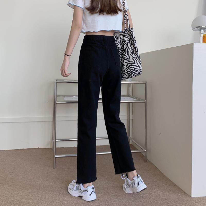 High Waisted Black Distressed Denim Jeans for Women Slim Fit Casual Style Fall Winter Wear Wholesale Available