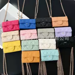 Luxury Brand Chanel-Style Embroidered Wallet Mini Chain Crossbody Bag Coin Purse Suitable for Samsung and Apple Earphone Cases