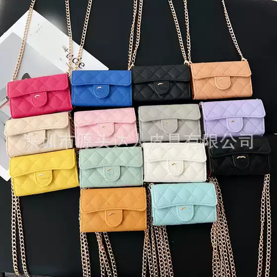 Luxury Brand Chanel-Style Embroidered Wallet Mini Chain Crossbody Bag Coin Purse Suitable for Samsung and Apple Earphone Cases