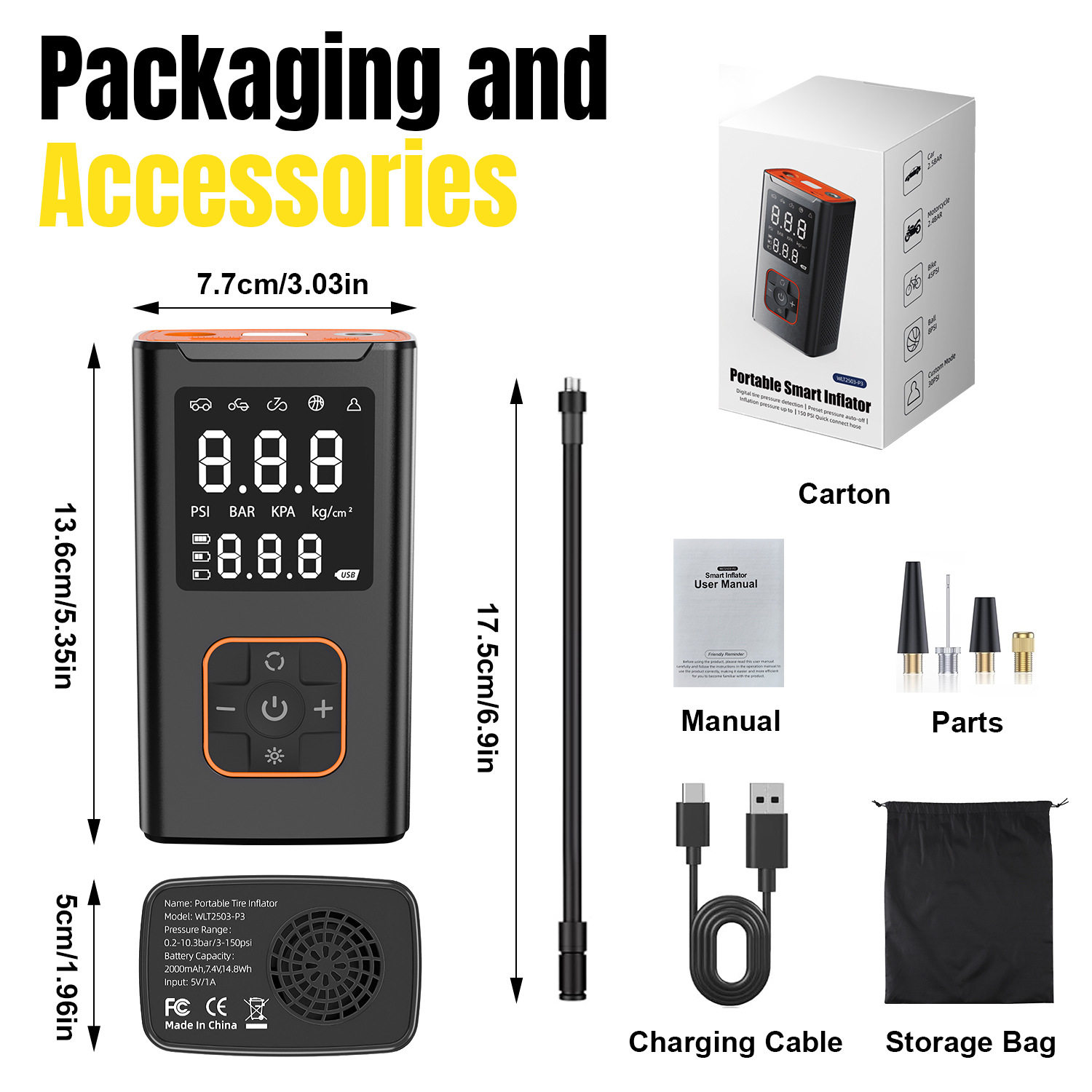 Car Air Pump 19 Cylinder 4000Mah Car Tire Air Pump Digital Display Portable Car Tire Air Pump