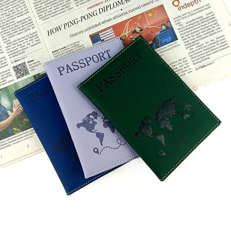 Cross-border Multicolor PU Leather Document Passbook Protective Cover Leather Edge Car Stitching Map Passbook Holder Passbook Bag