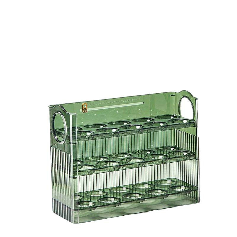 Automatic Flip Egg Storage Box Refrigerator Side Door Storage Rack Kitchen Egg Tray Storage Timing Egg Box