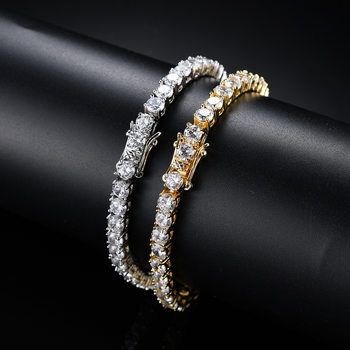 Cross-Border European and American Simple and High-End Tennis Full-Zircon Bracelet for Men and Women, Niche Light Luxury Jewelry Wholesale from the Source