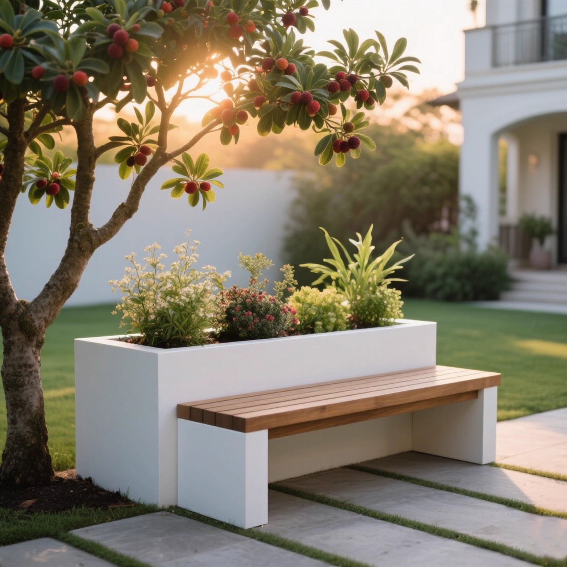 Outdoor Three-Dimensional Flower Box, Plastic-Wood Bench Combination, Planting Box, Park Courtyard, Commercial Street, Wrought Iron Finished Flower Bed, Flower Trough