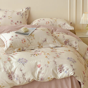 Thickened Light Luxury Pure Cotton Four-Piece Set 100% Cotton Brushed Ins Style Bed Sheet Simple Duvet Cover Warm Autumn and Winter Product 4