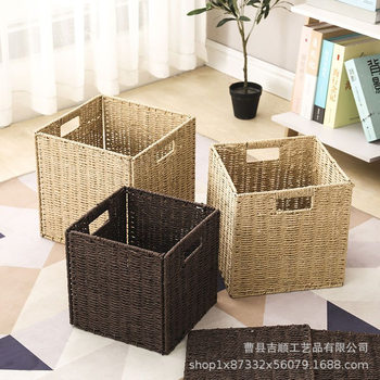 Amazon Temu Cross-Border Woven Storage Basket Sundries Storage Basket Dirty Clothes Basket Organization Hotel Dirty Clothes Basket