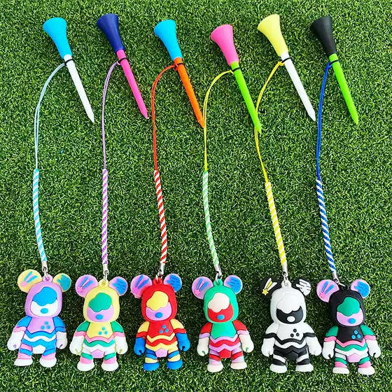 Cross-border Hot Sale Golf TEE Violence Bear Hanging Ornaments GOLF TEE with Rope Anti-lost Golf Accessories Ball Nails