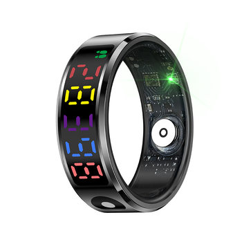 Cross-Border New R12 Color Screen Smart Ring Pedometer Heart Rate Blood Oxygen Sleep Health Monitoring Multi-Function Ring
