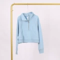 Linen blue stand collar half-sweatshirt