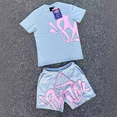 European and American street hip-hop men's and women's letter printed loose short sleeved top men's summer fashion brand casual sports suit