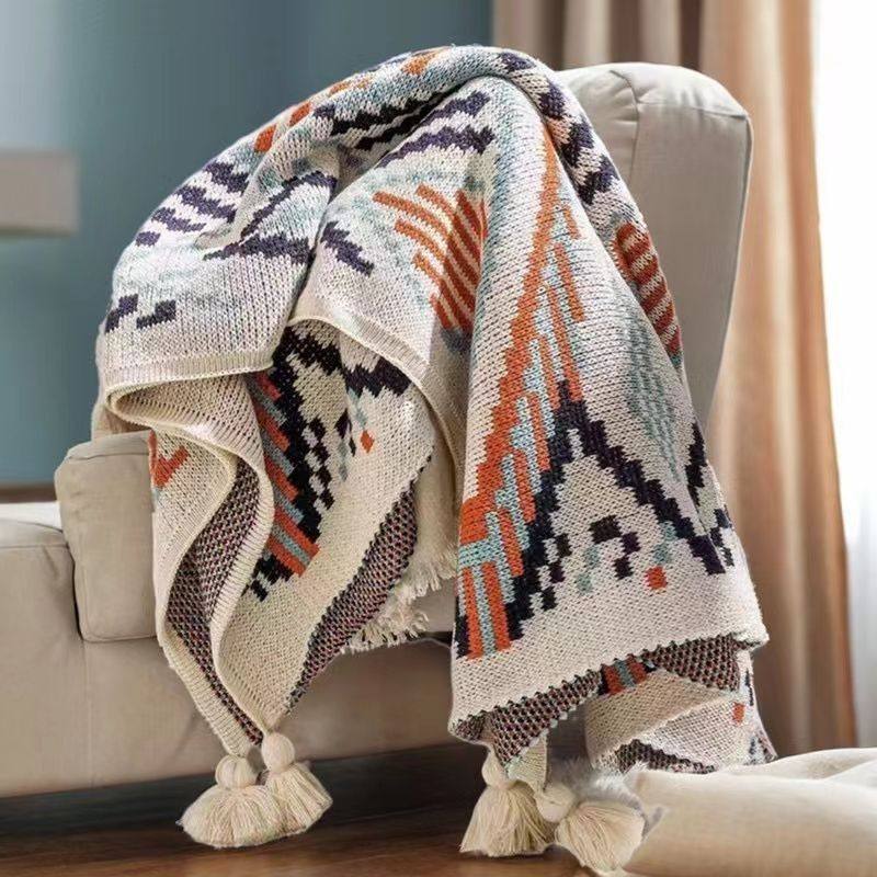 Bohemian Scandinavian Style Office Air-Conditioning Blanket Knitted Blanket Leg Blanket Shawl Dormitory Nap Small Blanket Thick