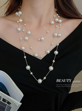 珍珠项链韩国时尚毛衣链毛衣链
