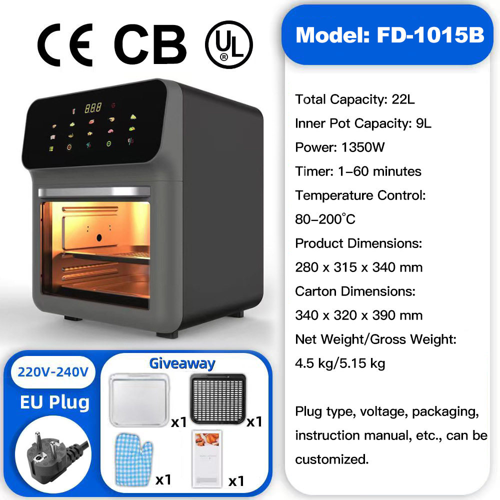 外贸出口加大容量空气炸锅智能触屏无油薯条机家用多功能电炸锅