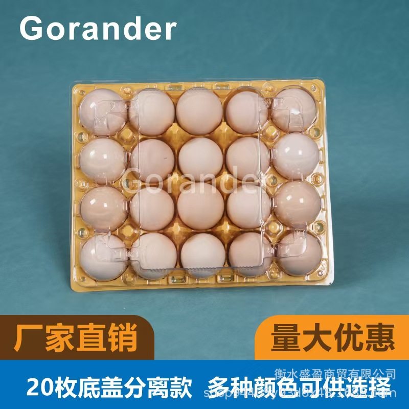 Plastic Egg Tray for 20 Eggs, Separated Type, Medium Size, Black Base, Transparent Lid, Thickened, Colorful Egg Packaging Box, Wholesale Price