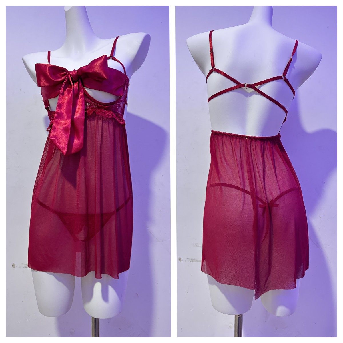 性感情趣内衣透视蕾丝系带蝴蝶结小胸开裆免脱睡衣纯欲激情套装女