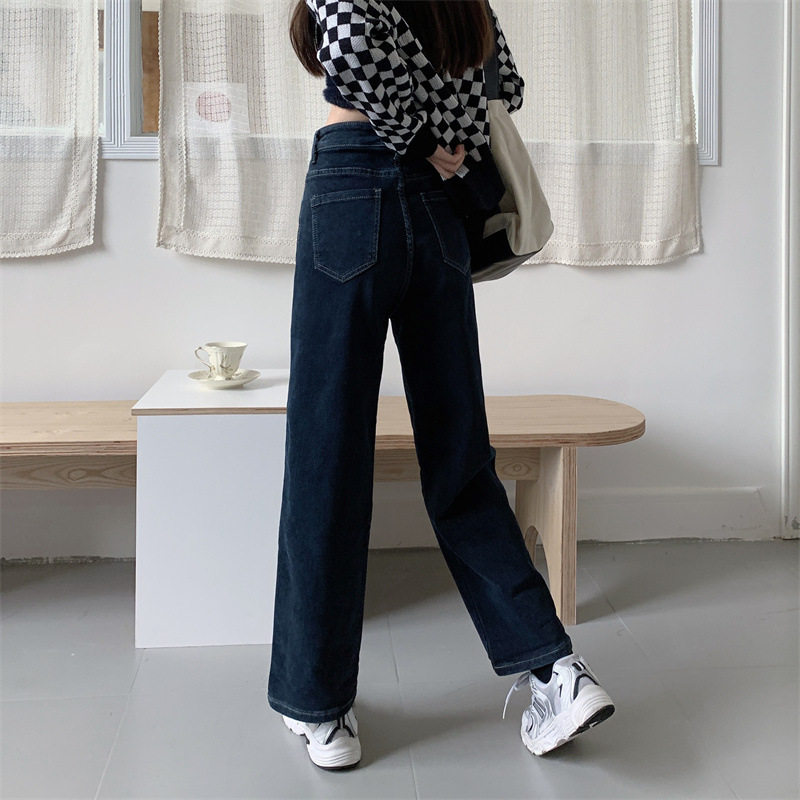 High Waisted Wide Leg Jeans Vintage Design Loose Fit Spring Fall Style Wholesale Womens Denim Trousers