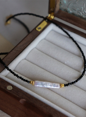 小银条珍珠项链锁骨链