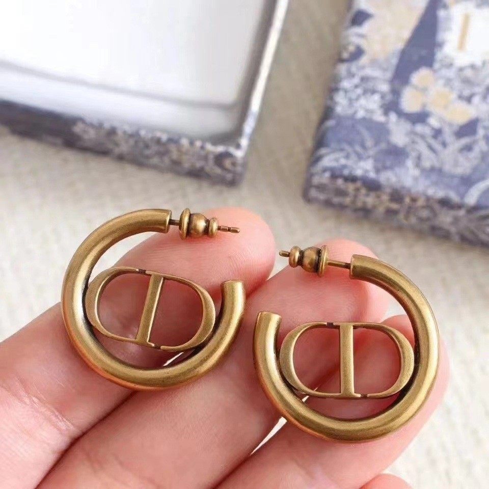 Серьги в европейском и американском стиле, серьги с буквами CD, латунные, позолоченные, сохраняющие цвет серебряные серьги-иглы 925 пробы, женские ретро-серьги