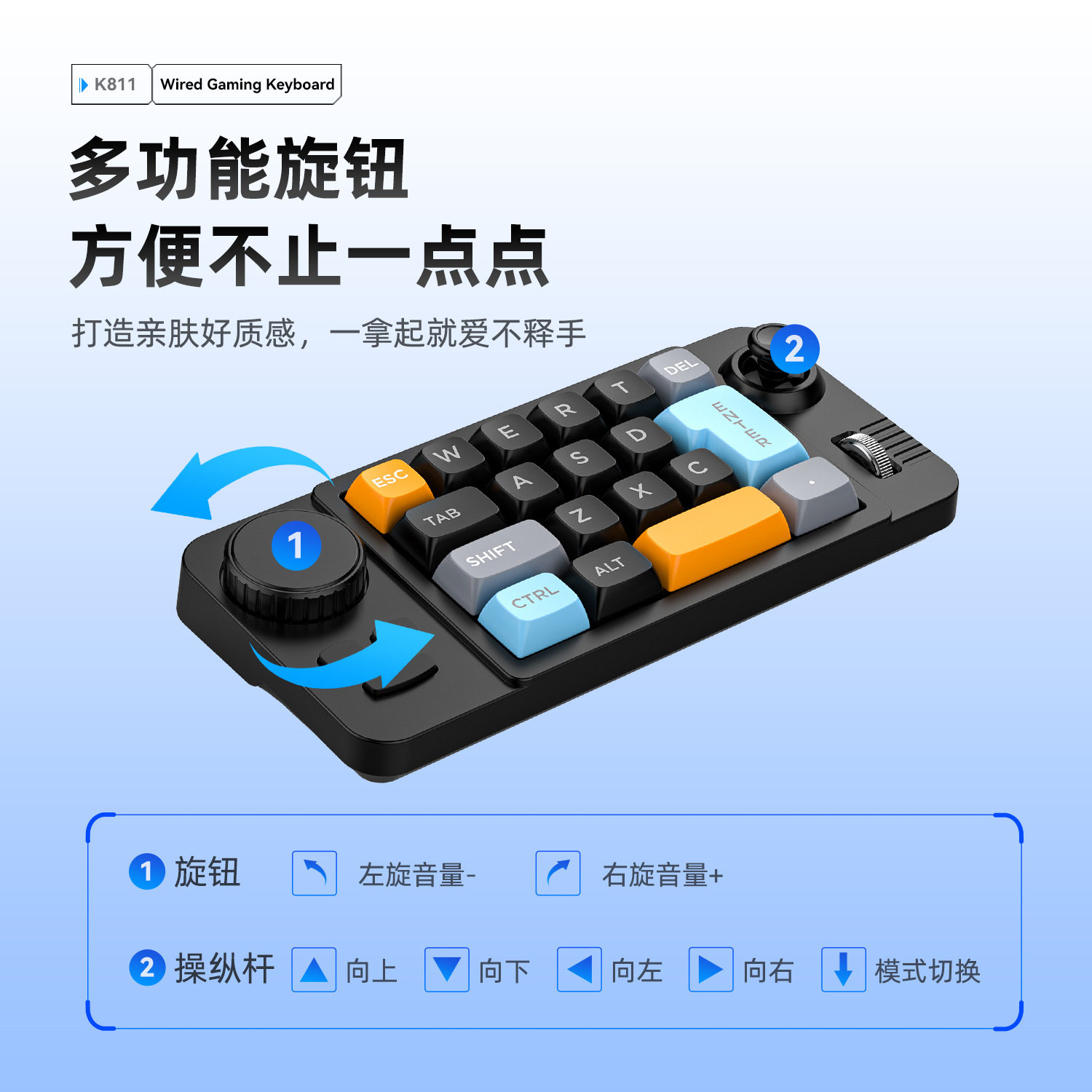 19-Key Joystick Dual Scroll Wheel Rgb Hot-Swappable Wired Mechanical Gaming Keyboard Computer Accessories Gaming Keyboard