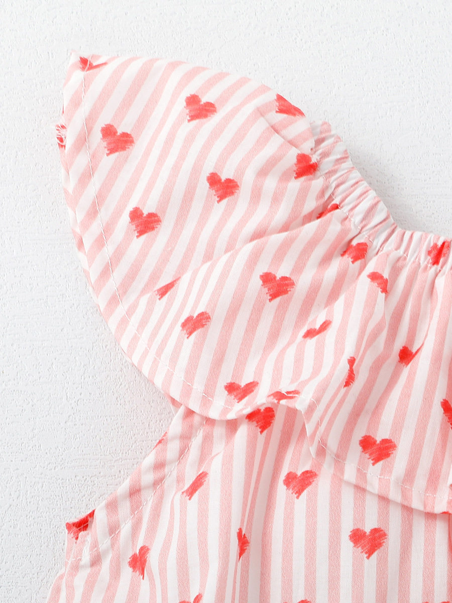 Girls' Cotton Striped Dress, Summer Short-Sleeve Cute Princess Dress