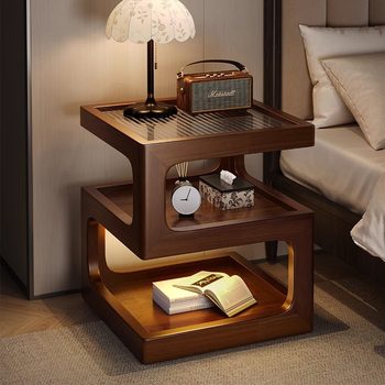 Solid Wood Bedside Table Bedroom Bedside Storage Rack New Simple Small Apartment Home Creative Mobile Side Table Modern Simple