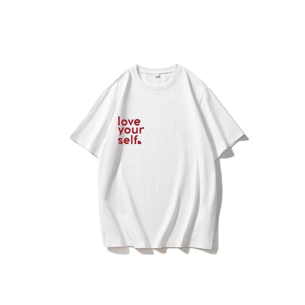 Womens Cotton T Shirt Casual Loose Fit Round Neck Summer Essential Letter Print Wholesale Available