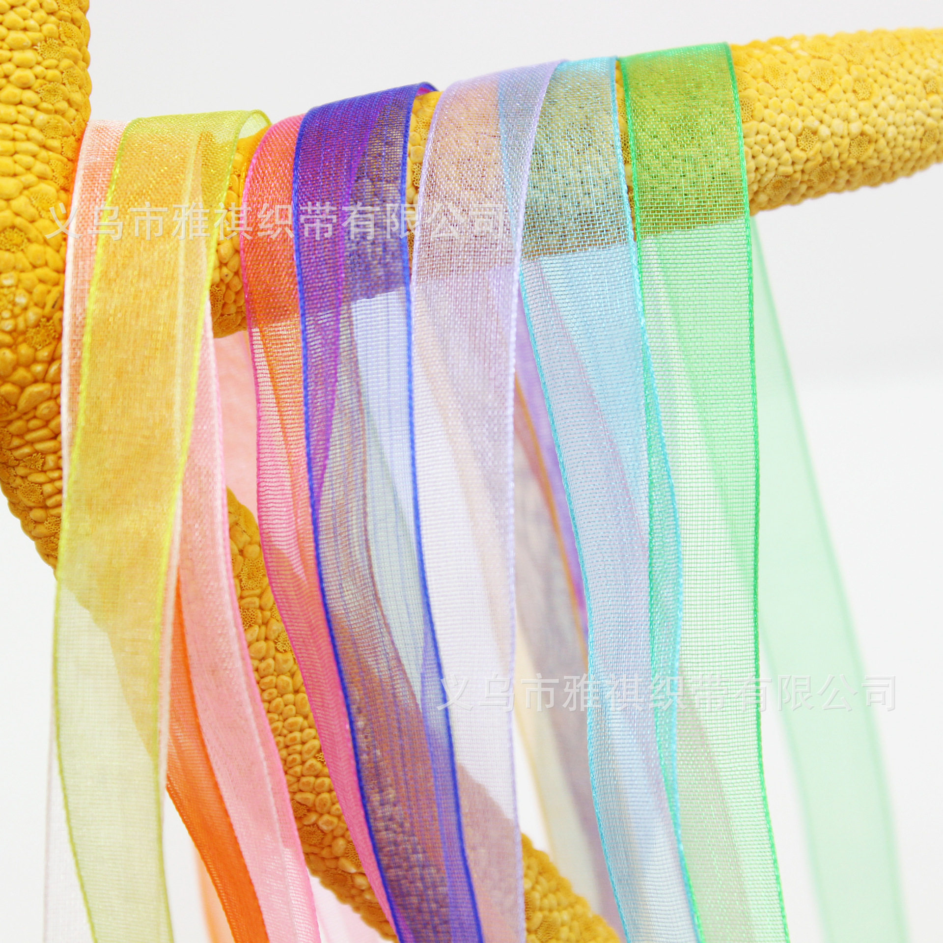 [Best-Selling Model] 1cm Snow Gauze with Chiffon Transparent Ribbon Organza with Hook Hat Braided Hair Bookmark Packaging Ribbon