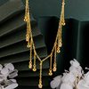 New Sandy Gold Necklace Peach Blossom Tassel Set Chain Burned Blue Niche Elegant Gold Plated Clavicle Chain Chanel Style Necklace Gift