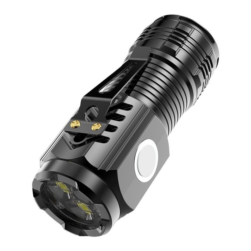 Cross-Border New Flashlight Strong Light Super Bright Mini Flash Three-Eyed Monster Abs Flashlight Waterproof Hat Clip Light
