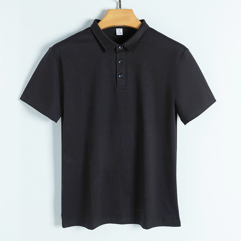190g匹马棉高支丝光棉polo衫衬衫领商务休闲纯色短袖男polo衫男