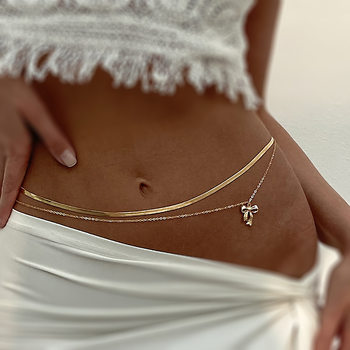 Elegant Fashion imitation pearl tassel double-layer waist chain simple cross chain body chain female European and American cross-border jewelry