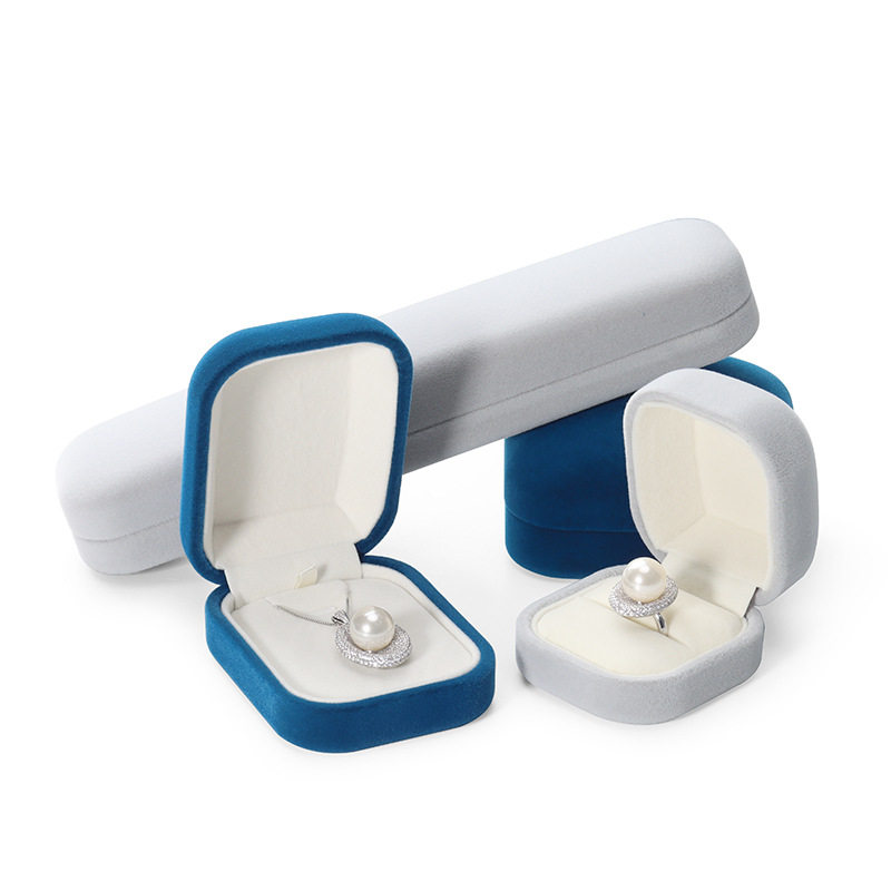 Round Corner flannel jewelry ring ear stud box wholesale pendant jewelry packaging box jewelry bracelet necklace storage packaging