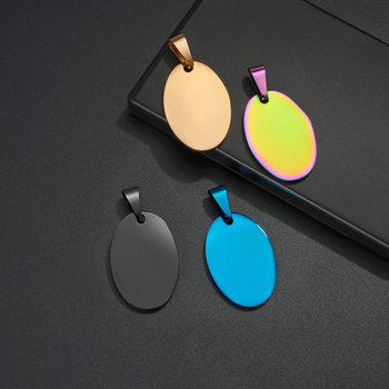 Cross-border supply stainless steel oval plate titanium steel pendant diy personality lettering tag blank tag pet card
