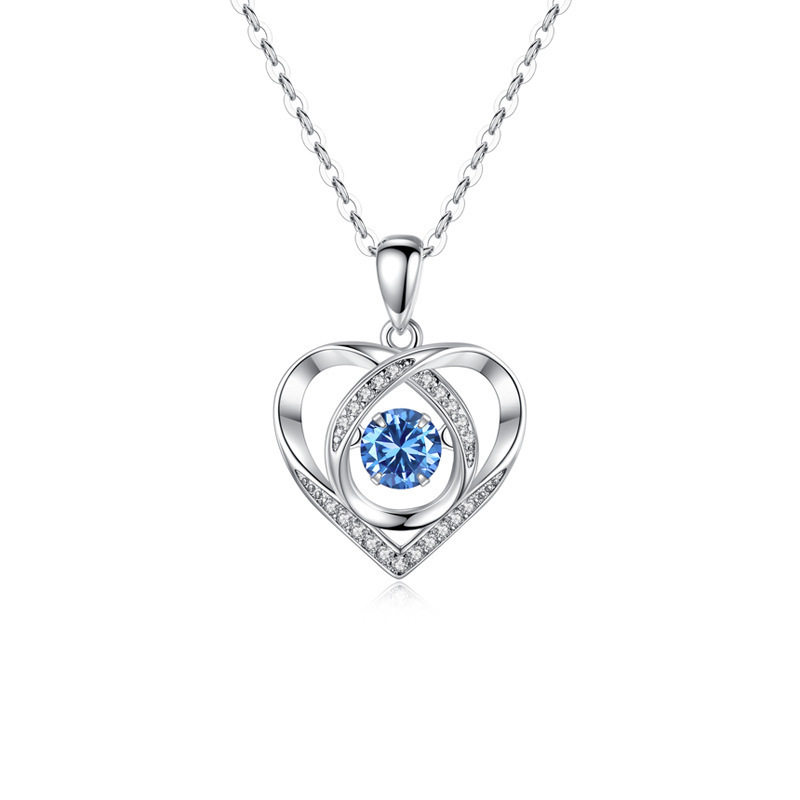 Smart Heart-Shaped Necklace Water Drop Pendant S925 Silver-Plated Beating Heart Accessories Valentine's Day Necklace Jewelry Wholesale