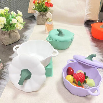 New Baby Food Bowl Baby Drop-resistant Silicone Suction Bowl Training Bowl Spoon suit Silicone Bowl Pumpkin Bowl Wholesale