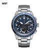 Cross-Border Belt-Style Men's Watch with Large Dial, Multi-Function Chronograph, Quartz Watch, Luminous Calendar, Waterproof Display Goods