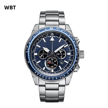Cross-Border Belt-Style Men's Watch with Large Dial, Multi-Function Chronograph, Quartz Watch, Luminous Calendar, Waterproof Display Goods