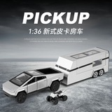 Сплавная модель игрушечного автомобиля 1:36 Tesla pickup truck rv trailer boy toy gift горячая распродажа оптом
