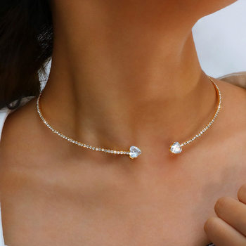 Cross-border Hot Sale Love Flash Diamond Opening Collar High-grade Necklace Light Luxury Niche Design Clavicle Chain Choker Neck Chain
