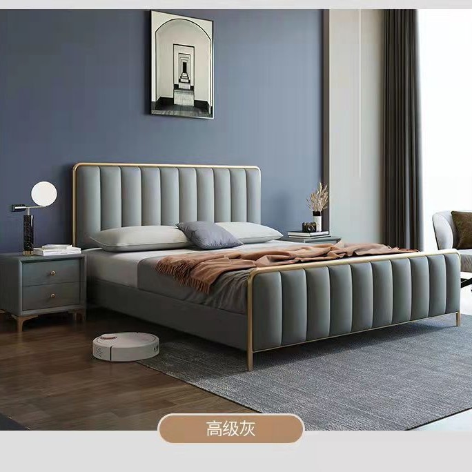 真皮床现代简约风格直销轻奢皮艺床现代简约软体床双人主卧婚床