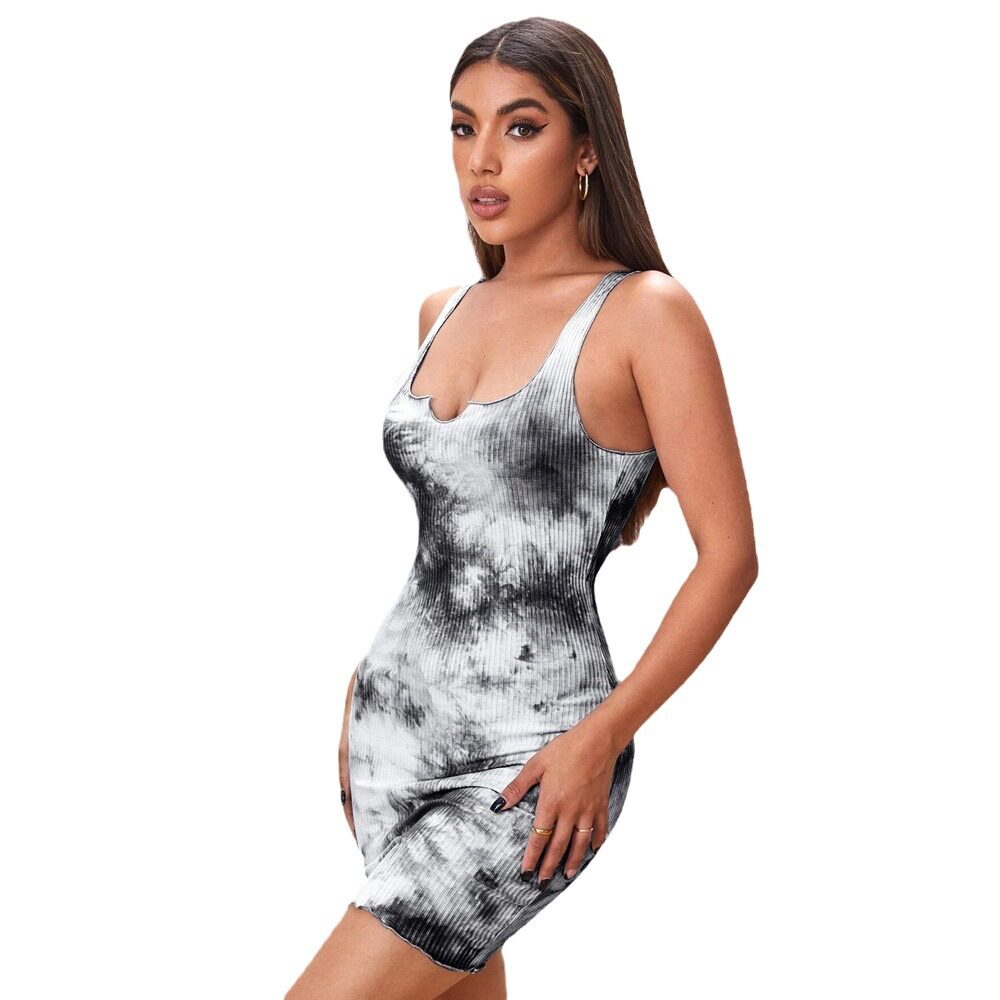 Tie Dye Print Bodycon Mini Dress with Sleeveless Design Slim Fit Sexy Style for Spring Summer Wholesale Available